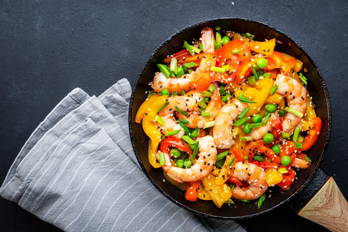 Garnelen-Pfanne mit Paprika
