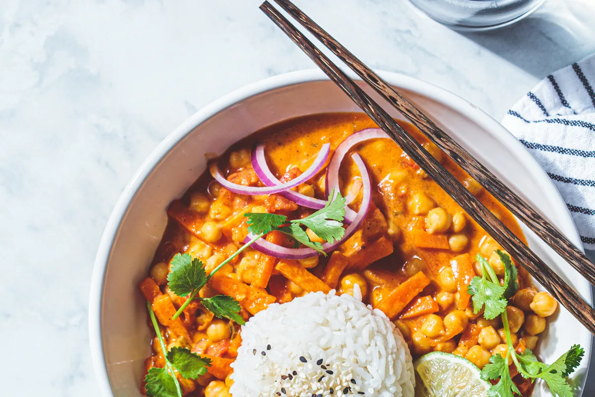 Kichererbsen-Curry mit Reis