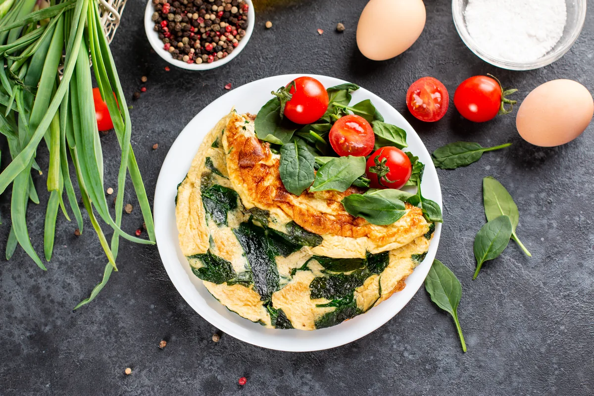 Omelett mit Spinat und Feta