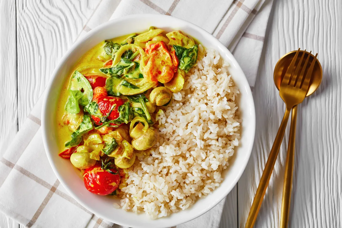 Pilz-Kokos-Curry mit Reis